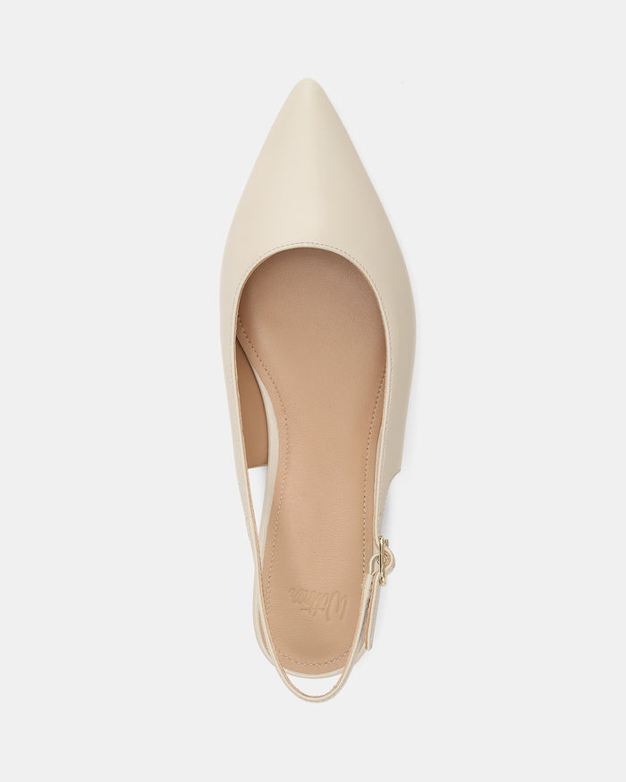 Mary Ivory Hi Shine Leather Flat Slingbacks
