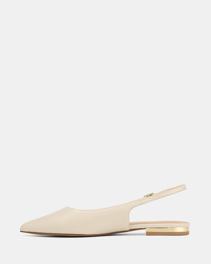 Mary Ivory Hi Shine Leather Flat Slingbacks