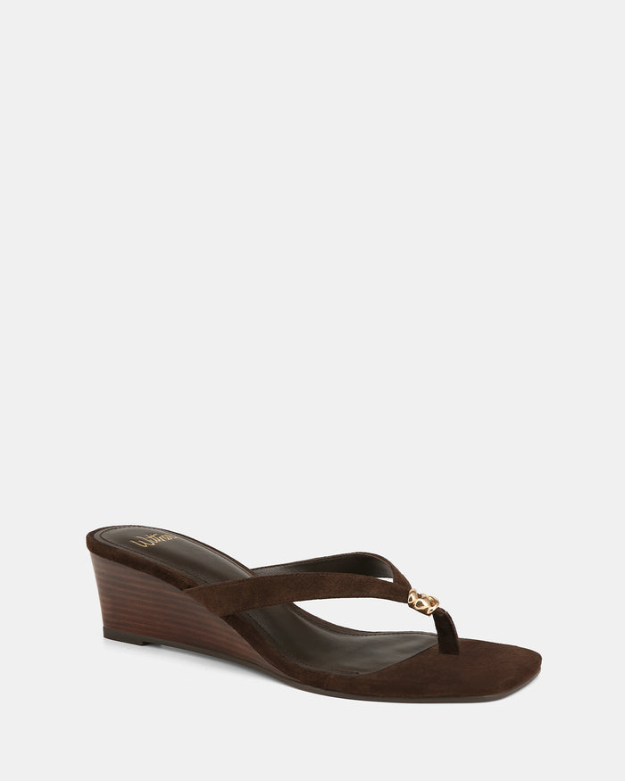 Miley Espresso Suede Leather High Wedges