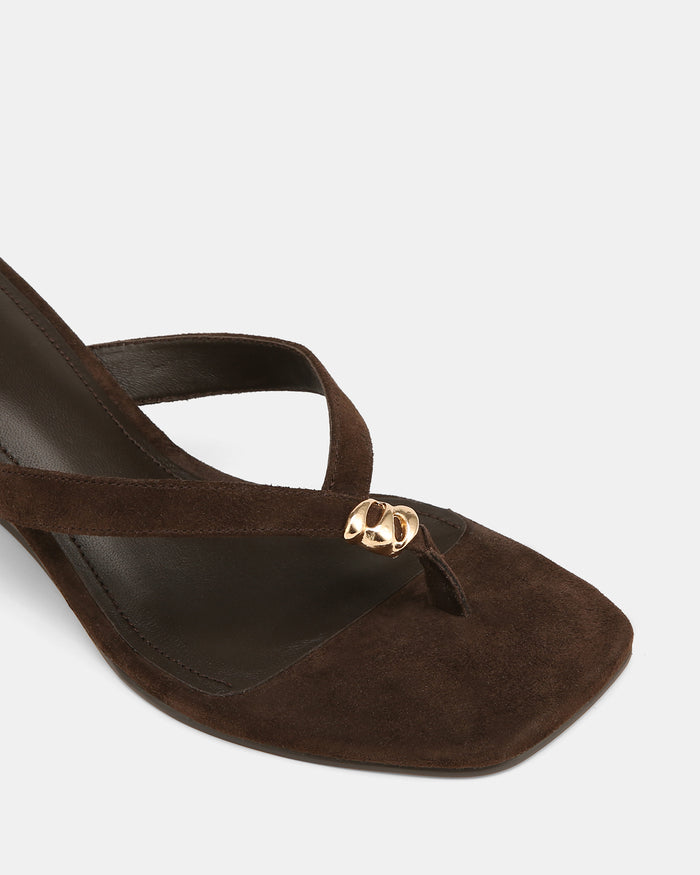 Miley Espresso Suede Leather High Wedges