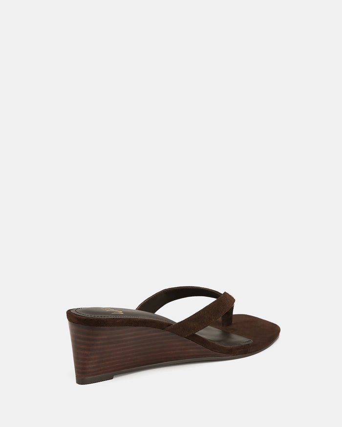 Miley Espresso Suede Leather High Wedges
