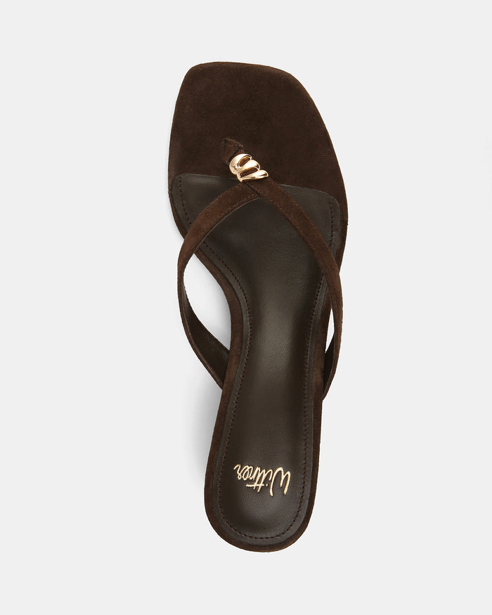 Miley Espresso Suede Leather High Wedges