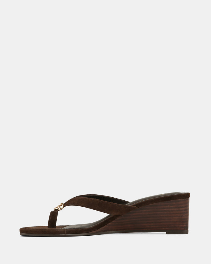 Miley Espresso Suede Leather High Wedges