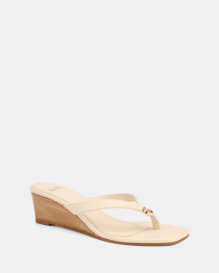 Miley Off White Leather High Wedges