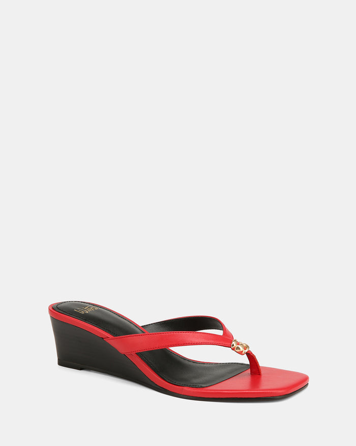 Miley Red Leather Wedge