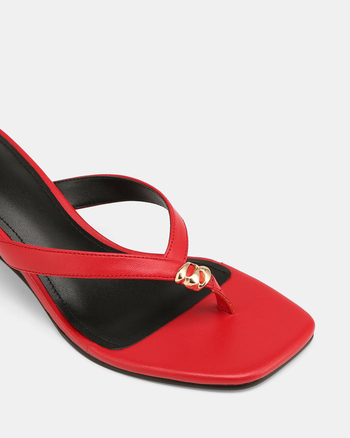 Miley Red Leather Wedge