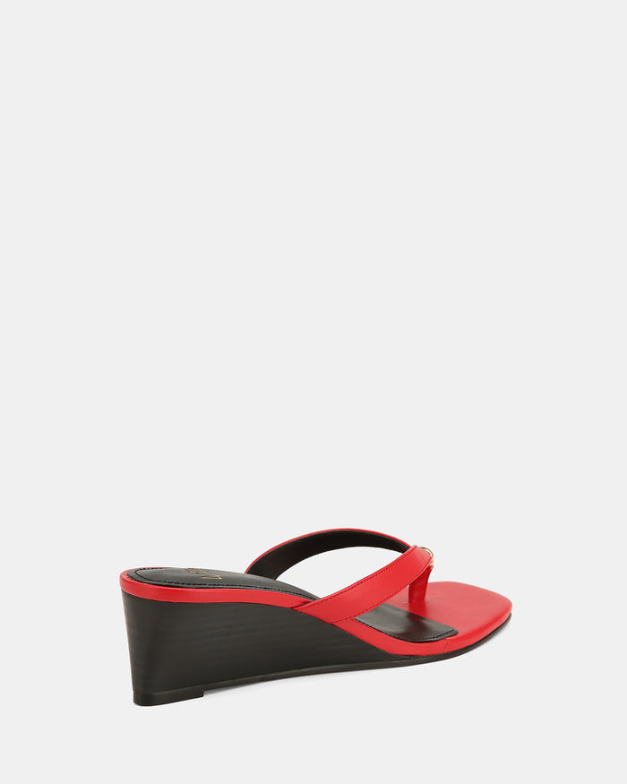 Miley Red Leather Wedge