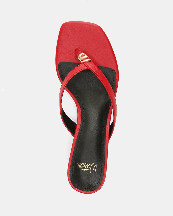 Miley Red Leather Wedge