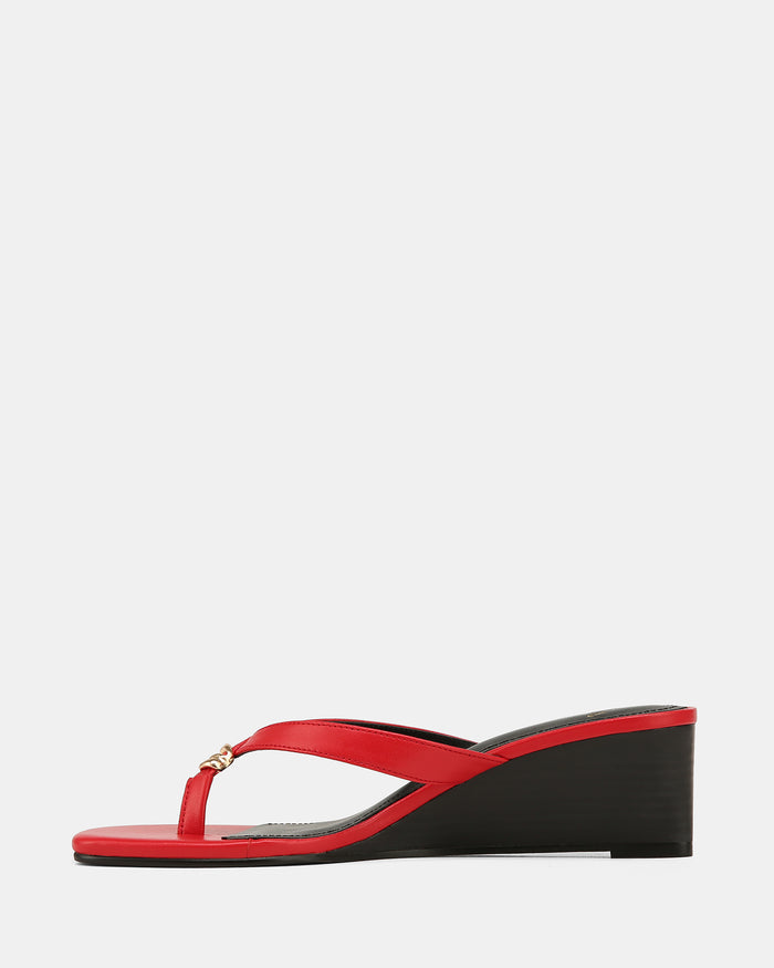 Miley Red Leather Wedge