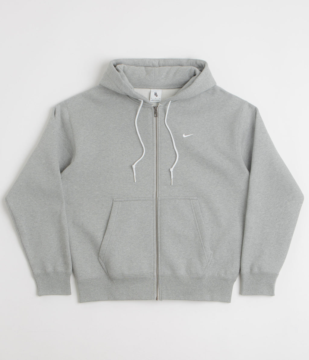 Nike Solo Swoosh Full Zip Hoodie - Dark Grey Heather / White