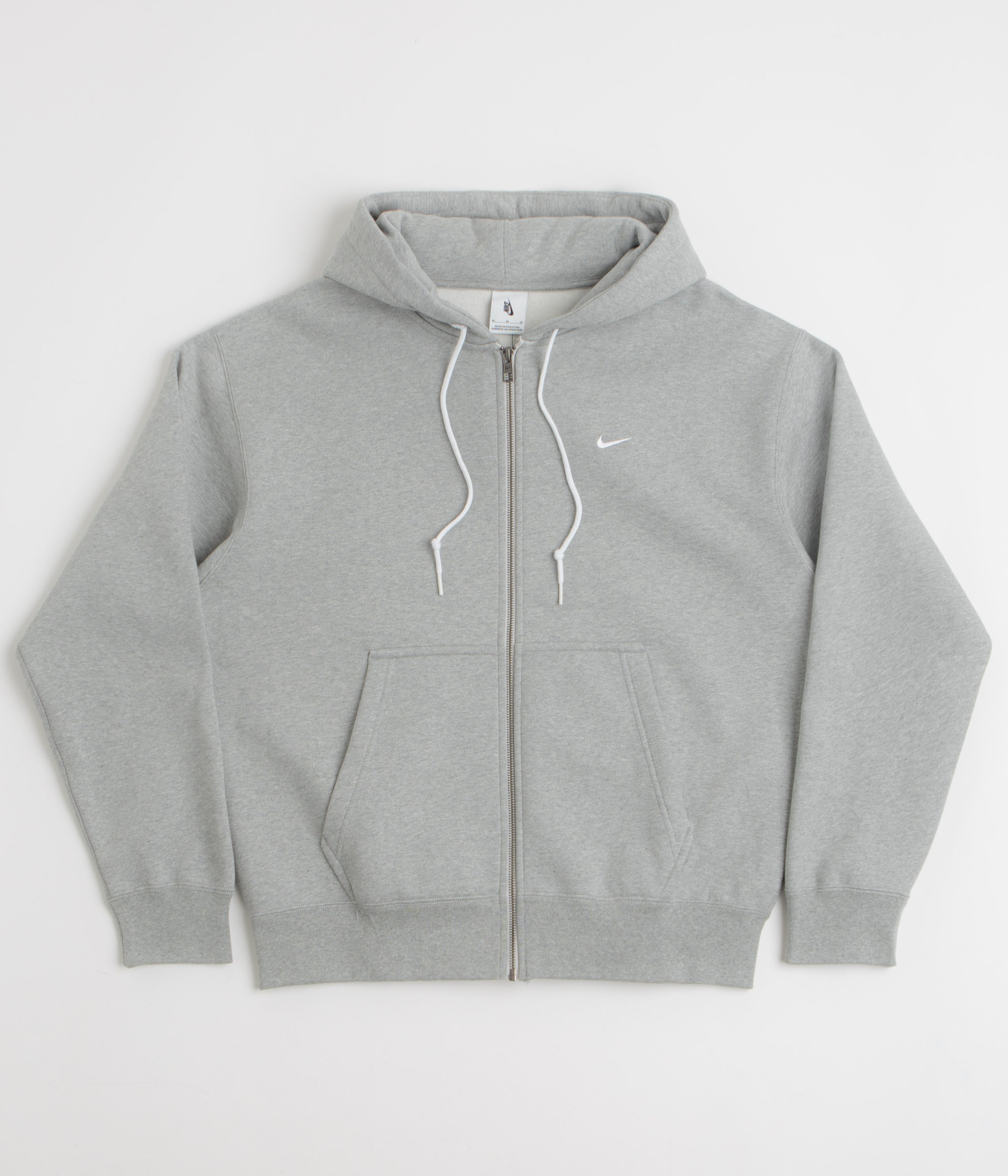 Nike Solo Swoosh Full Zip Hoodie - Dark Grey Heather / White