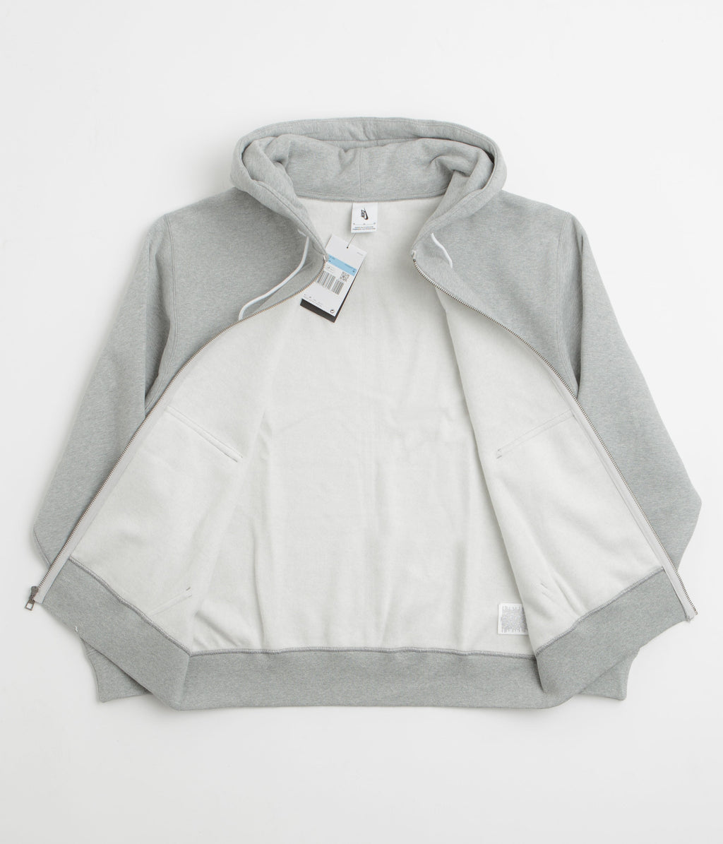 Nike Solo Swoosh Full Zip Hoodie - Dark Grey Heather / White