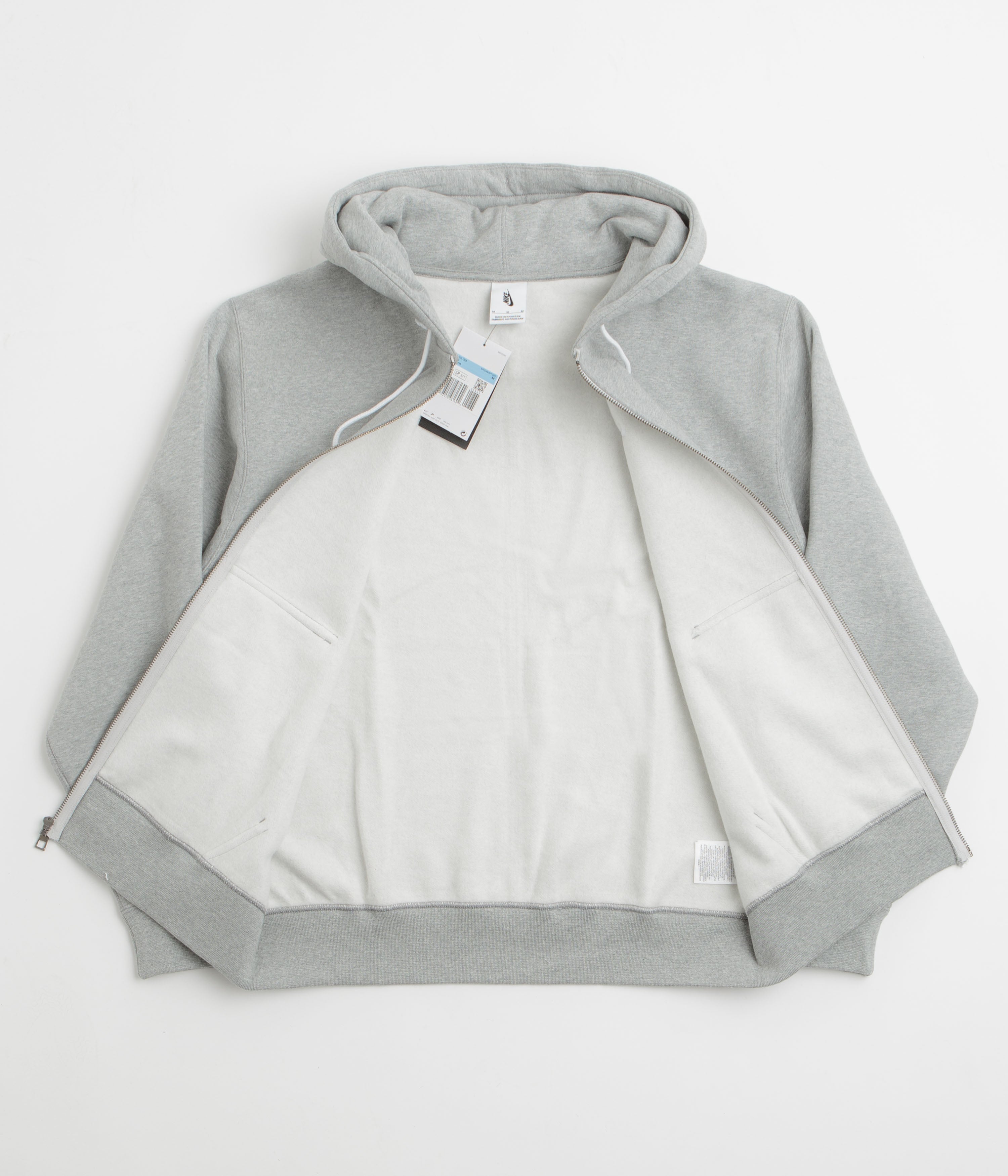 Nike Solo Swoosh Full Zip Hoodie - Dark Grey Heather / White