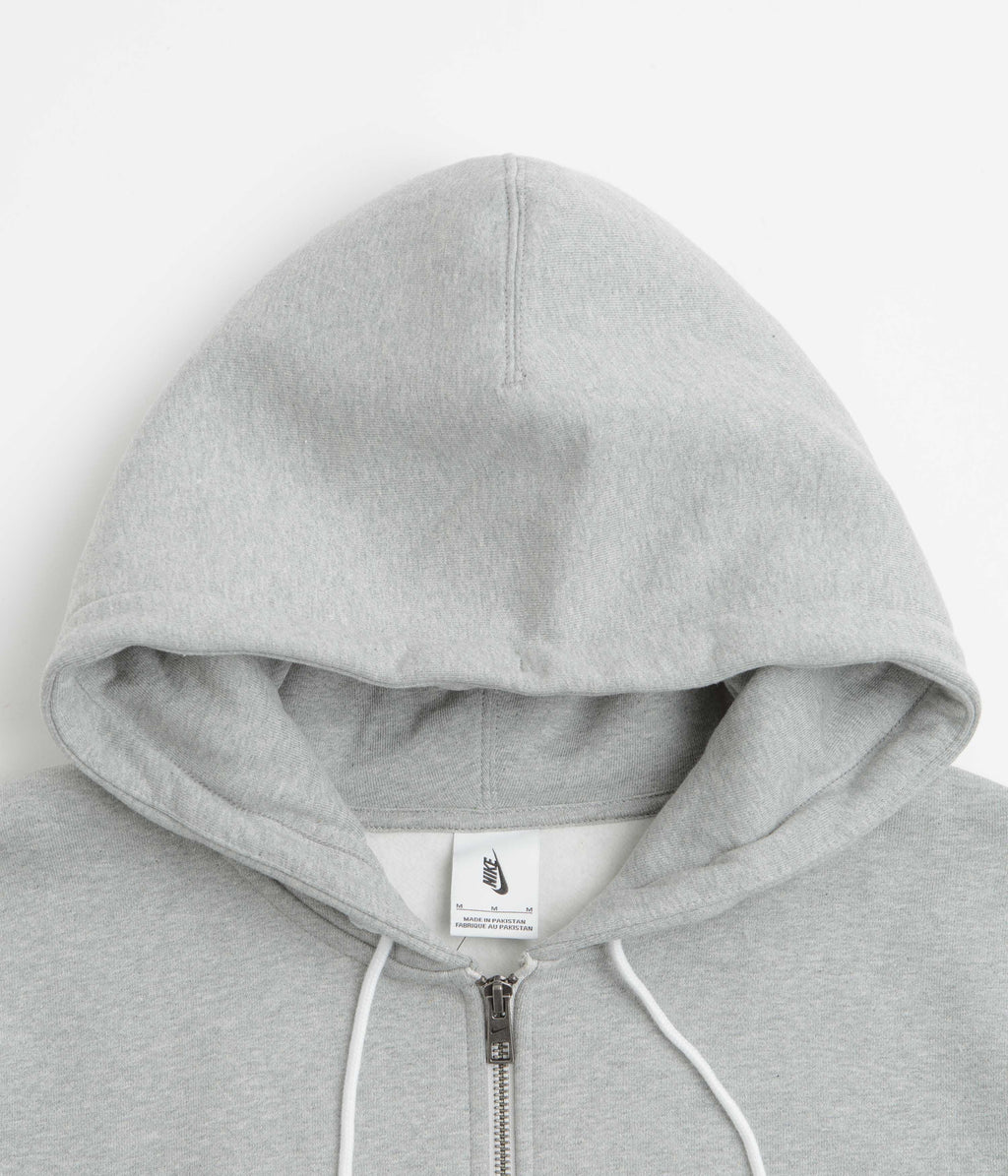 Nike Solo Swoosh Full Zip Hoodie - Dark Grey Heather / White