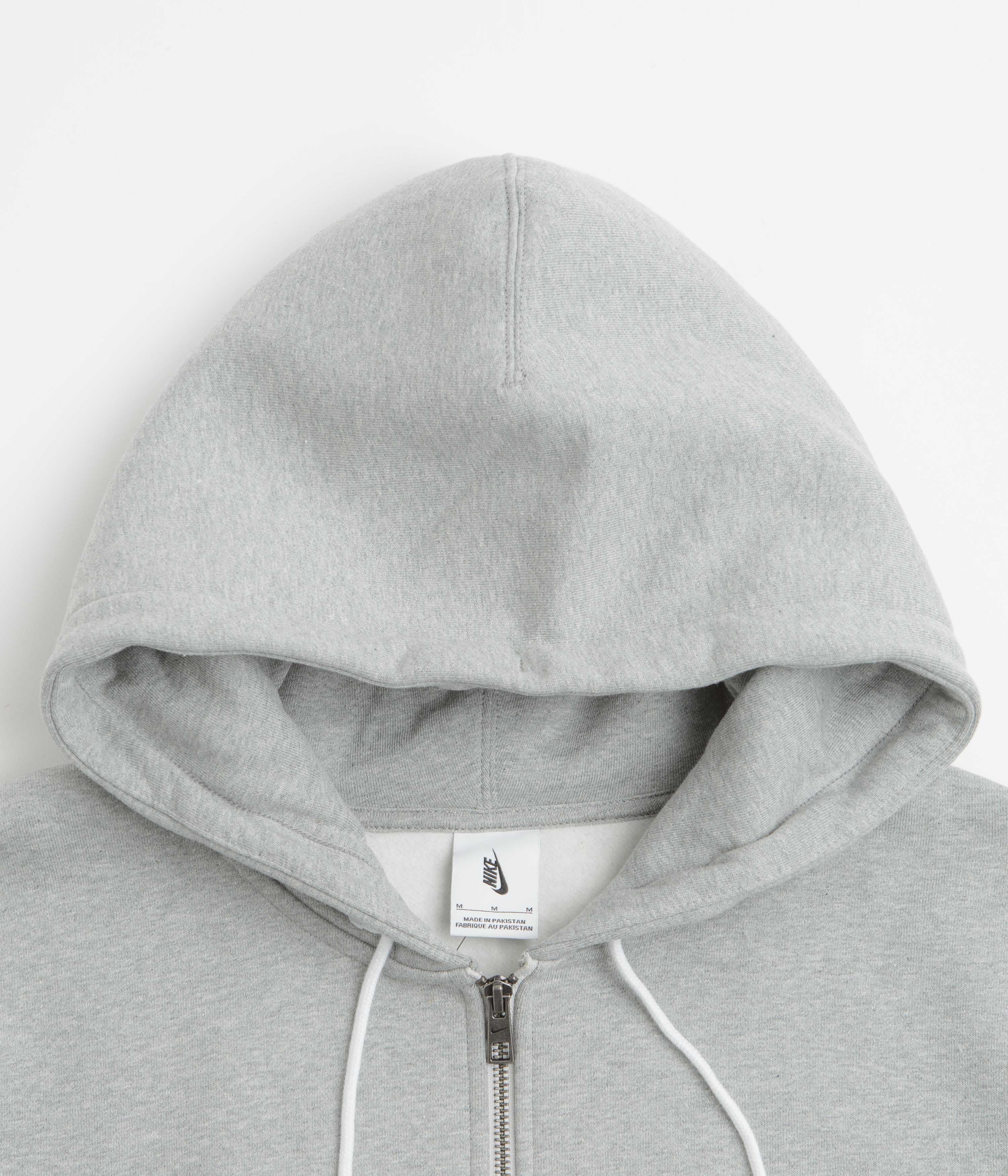 Nike Solo Swoosh Full Zip Hoodie - Dark Grey Heather / White