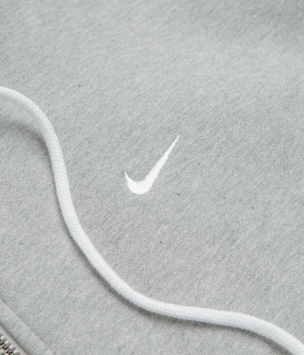 Nike Solo Swoosh Full Zip Hoodie - Dark Grey Heather / White