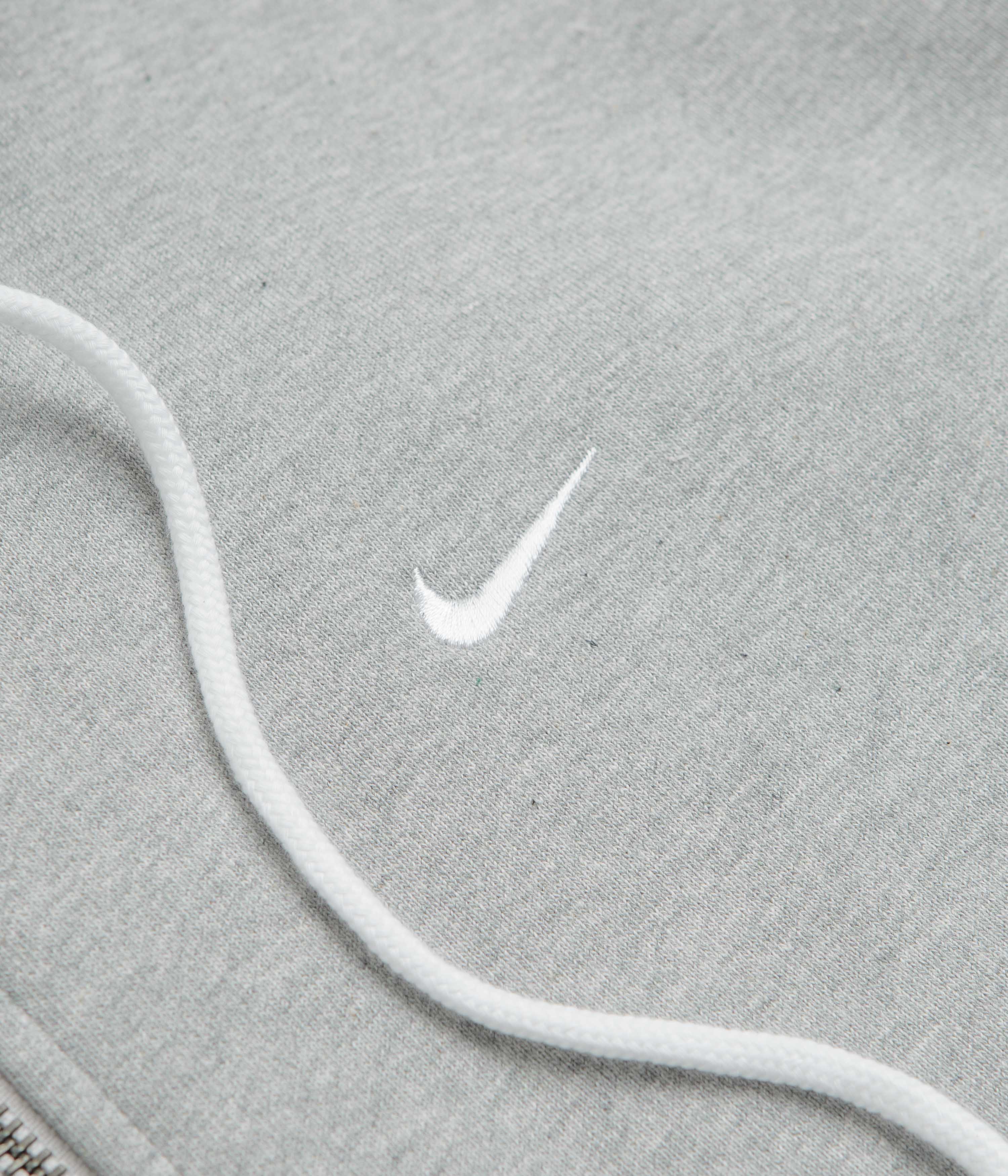 Nike Solo Swoosh Full Zip Hoodie - Dark Grey Heather / White