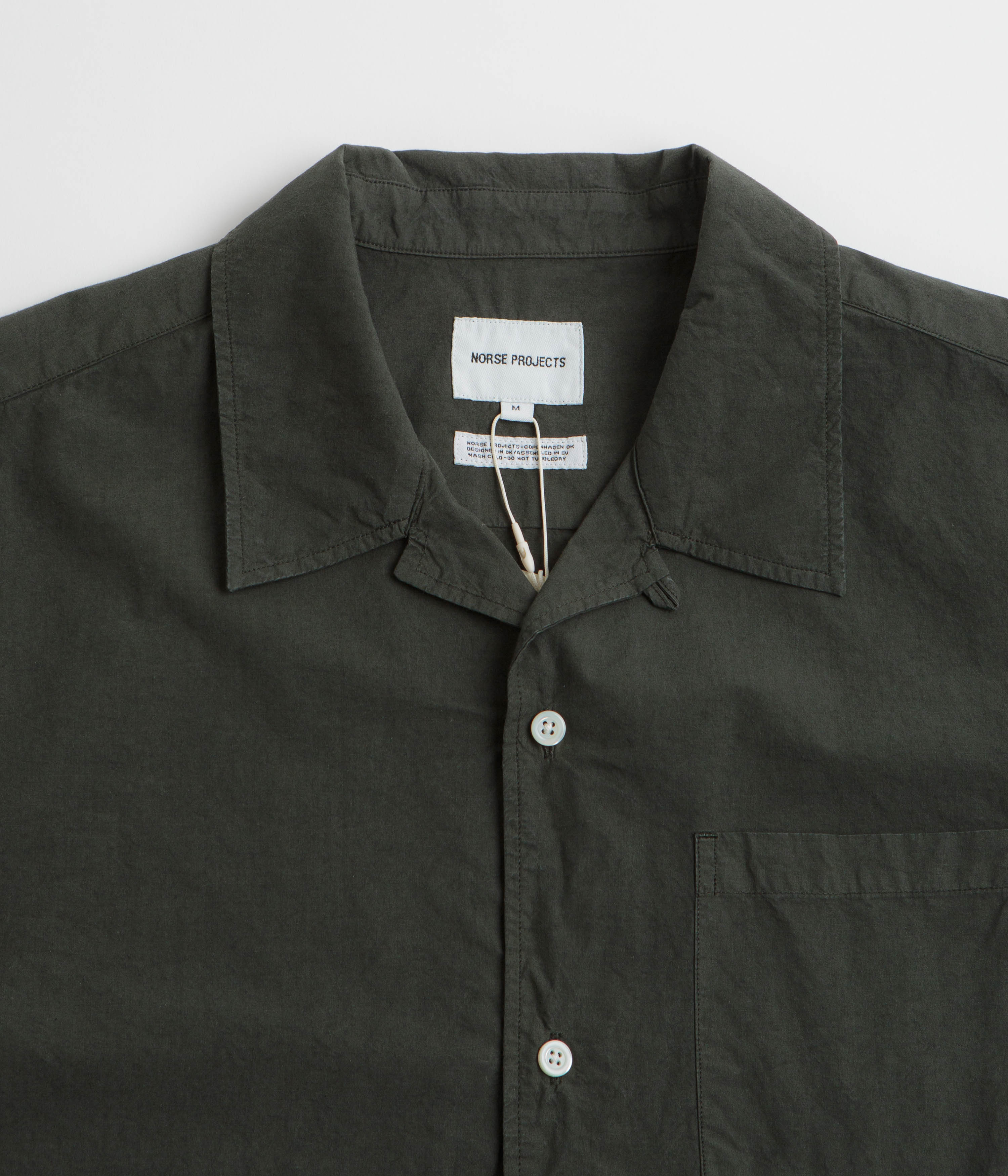 Norse Projects Carsten Cotton Tencel Short Sleeve Shirt - Black Olive