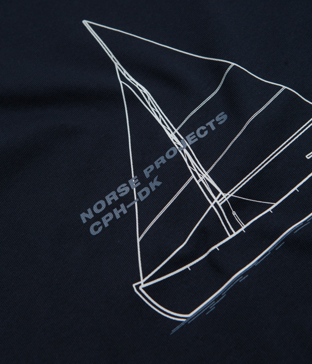 Norse Projects Holger Organic Boat Print T-Shirt - Dark Navy