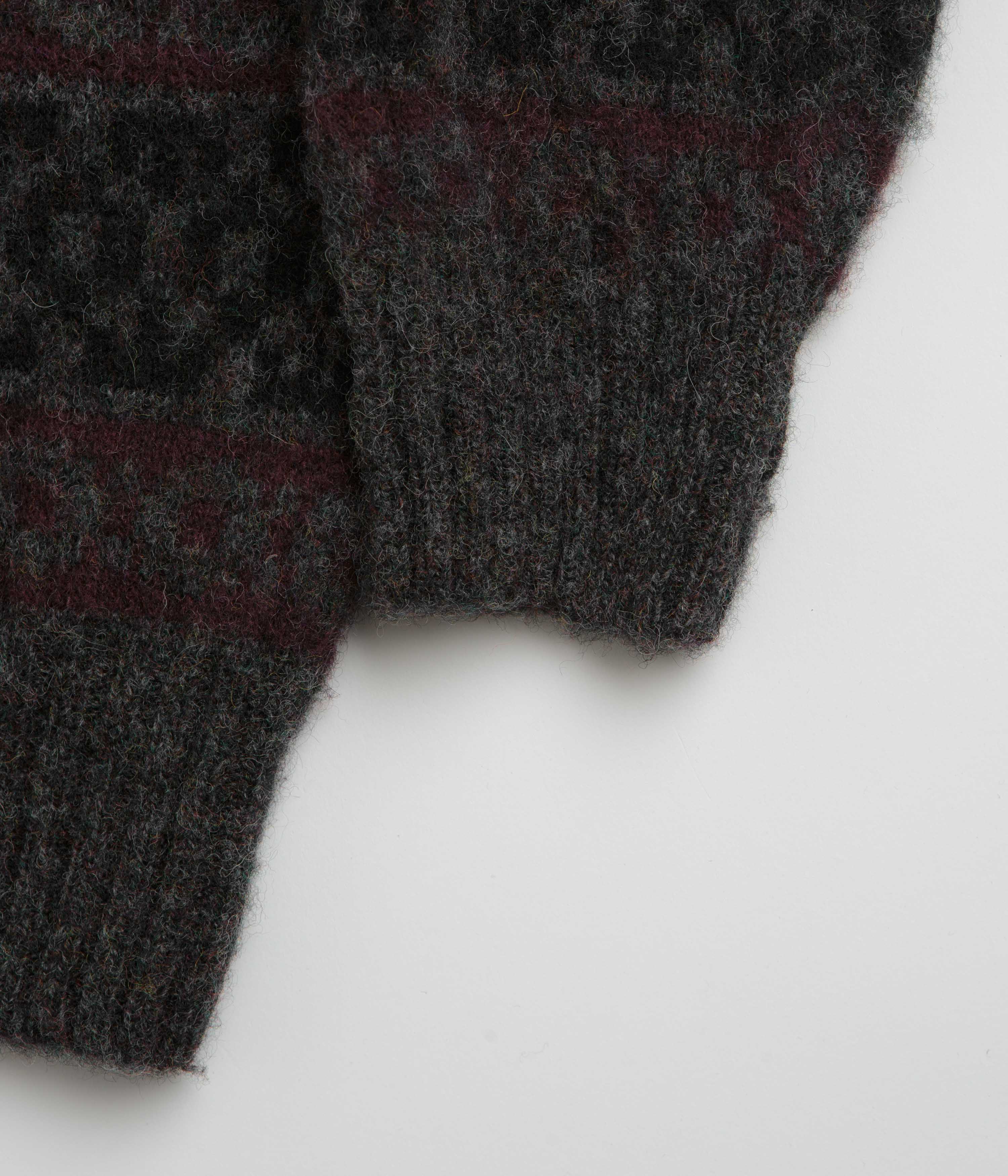 Norse Projects Jonas Scottish Lambswool Fair Isle Sweatshirt - Charcoal Grey