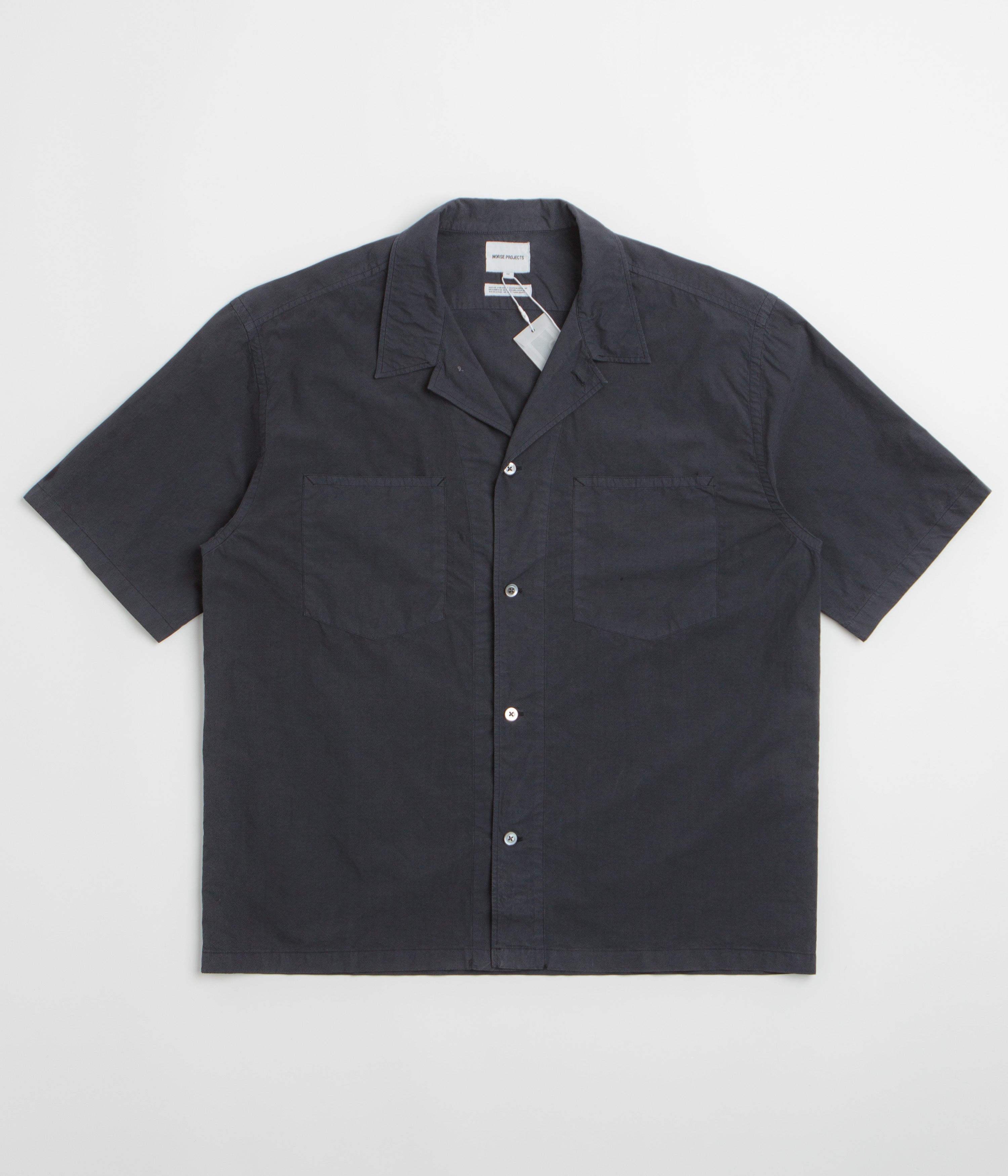 Norse Projects Mols Tencel Short Sleeve Shirt - Dark Navy