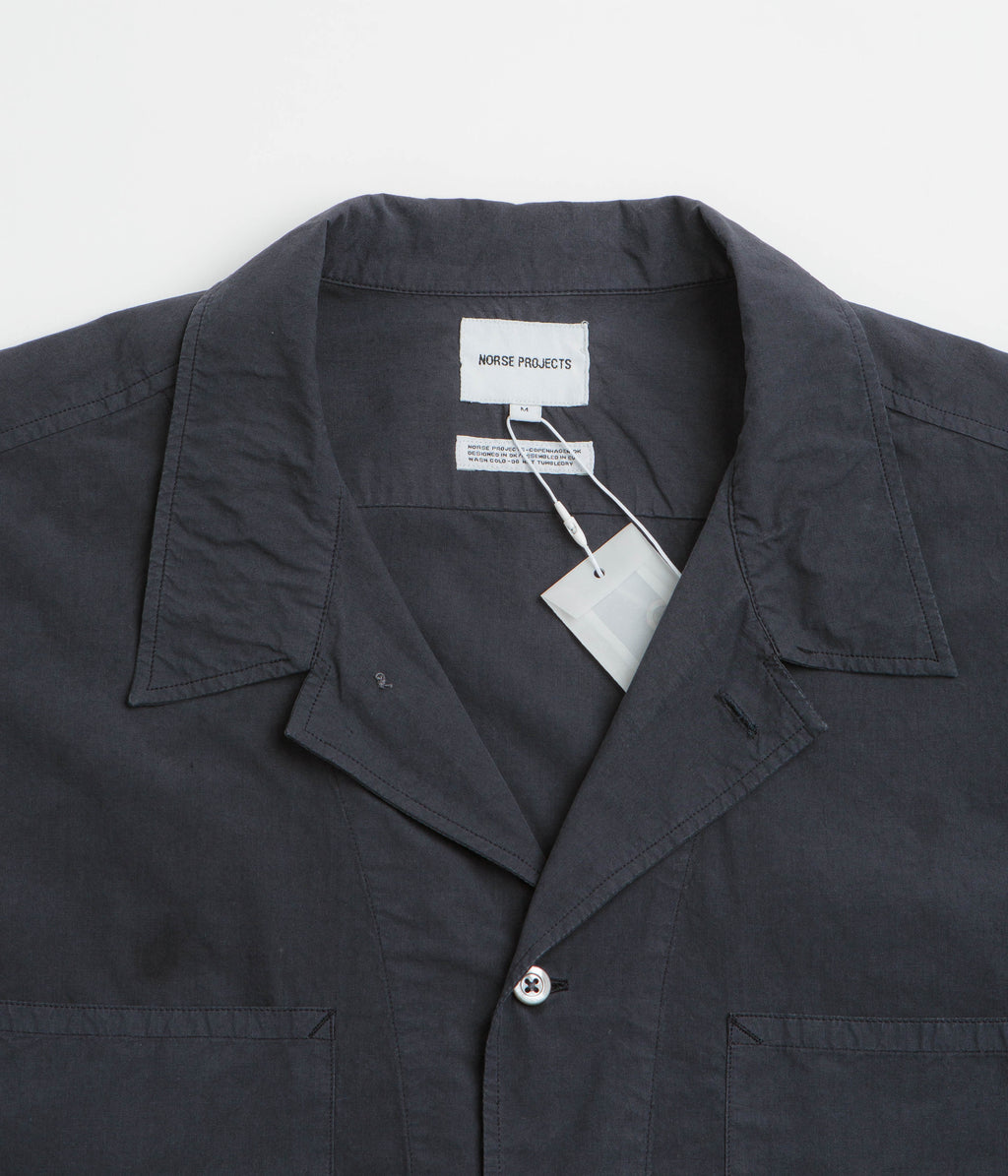 Norse Projects Mols Tencel Short Sleeve Shirt - Dark Navy