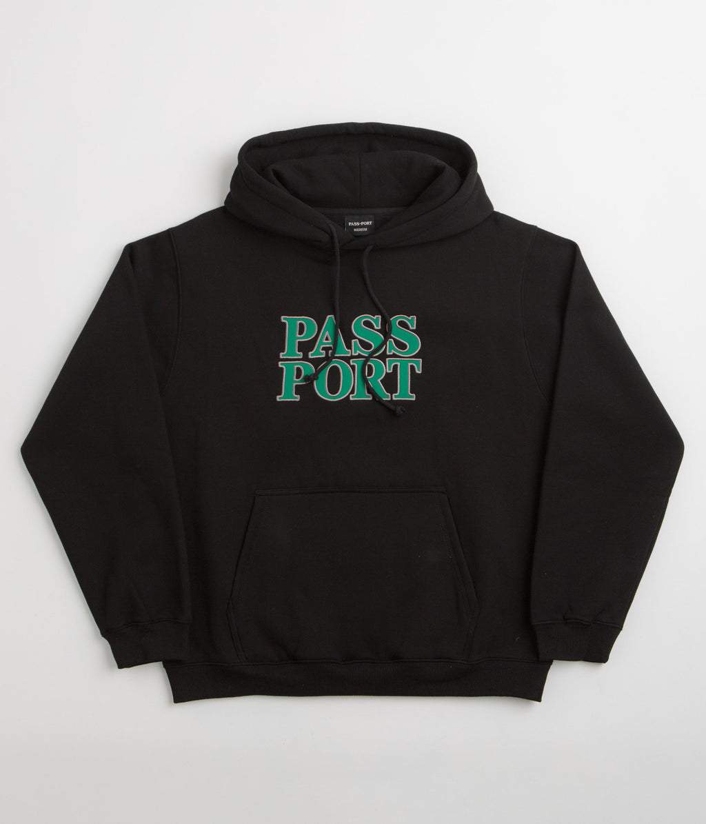 Pass Port Official Stacked Applique Hoodie - Black