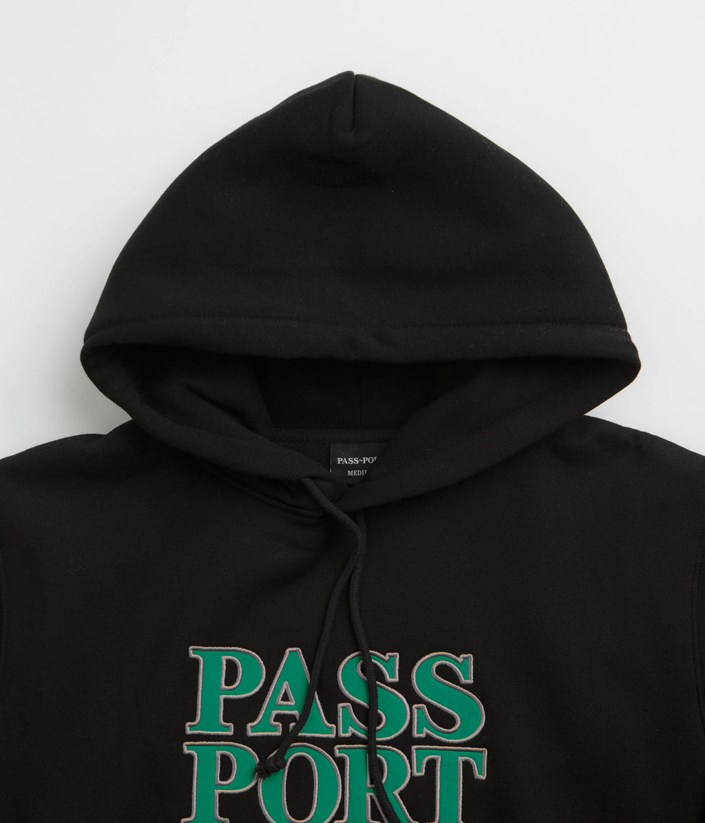 Pass Port Official Stacked Applique Hoodie - Black
