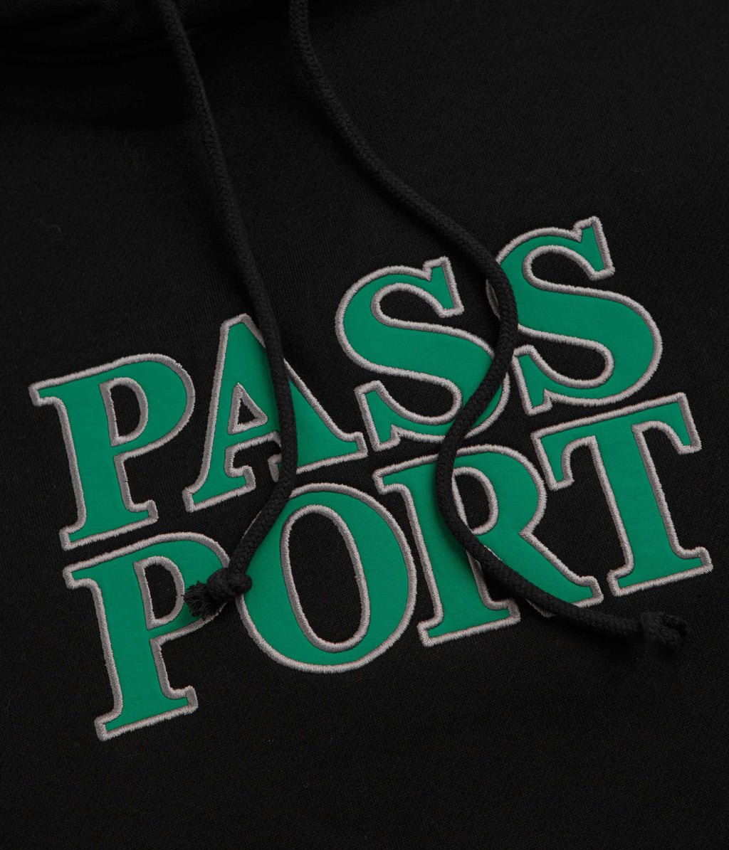 Pass Port Official Stacked Applique Hoodie - Black
