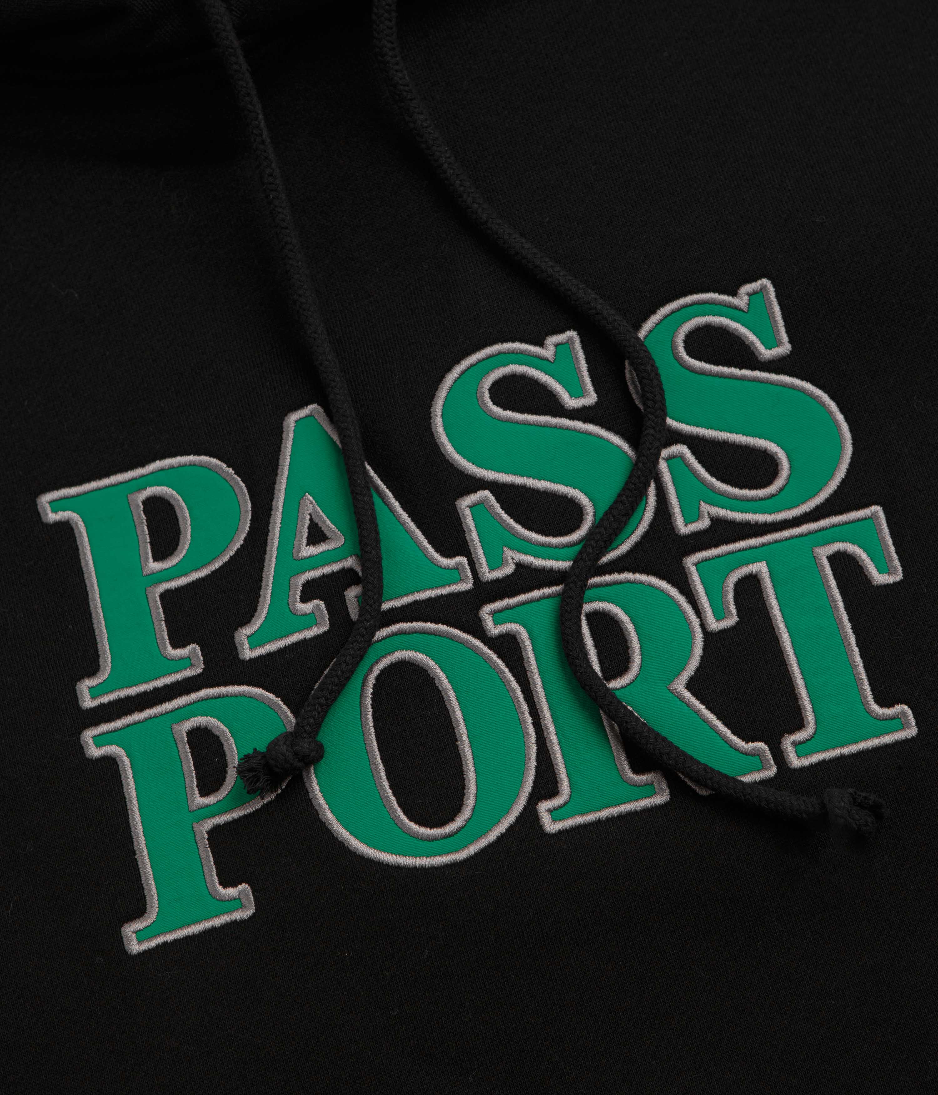 Pass Port Official Stacked Applique Hoodie - Black