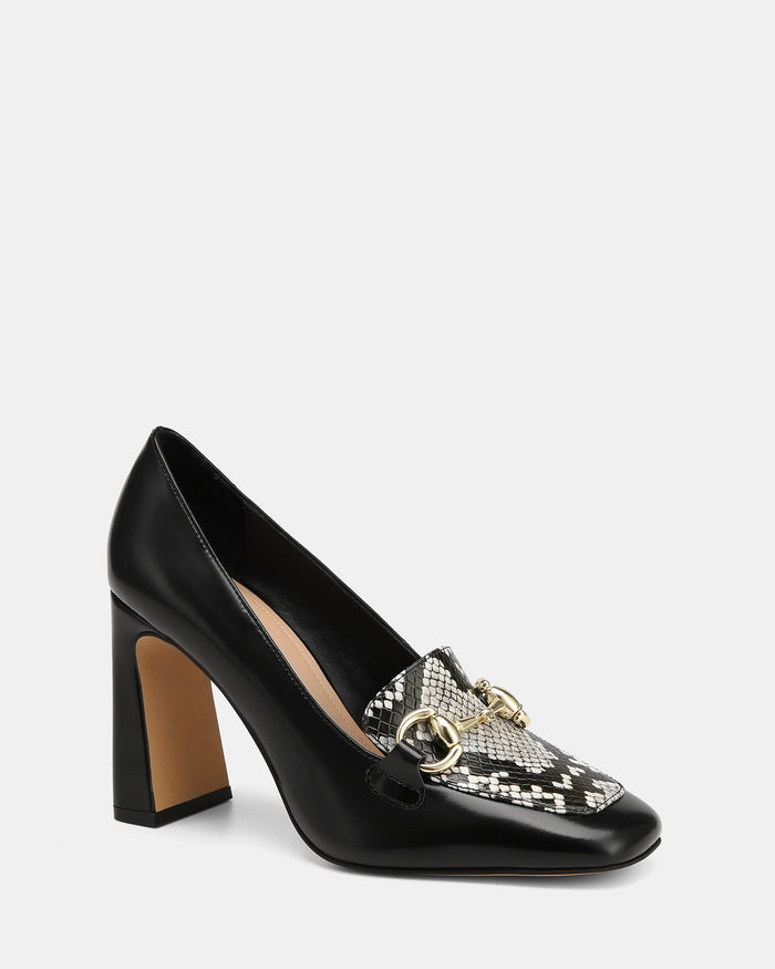 Pence Black Snake Print Leather Pump