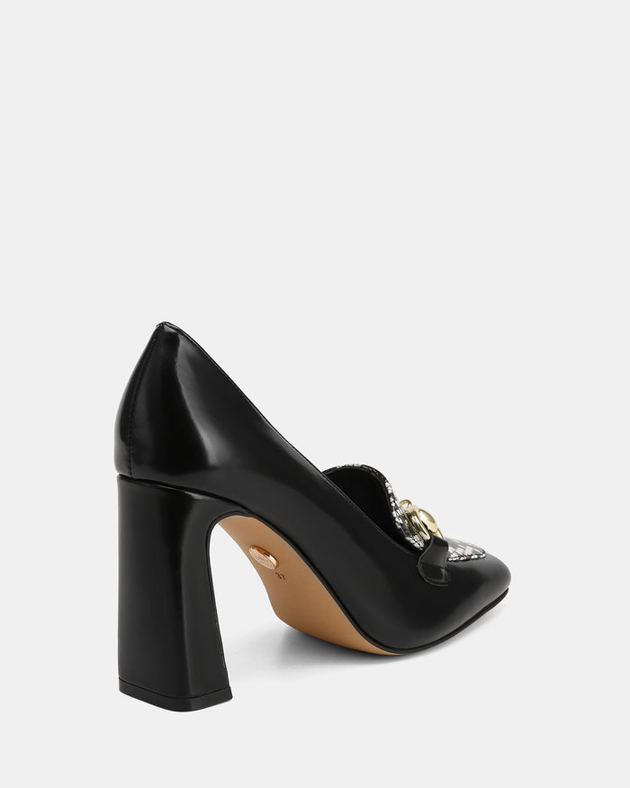 Pence Black Snake Print Leather Pump