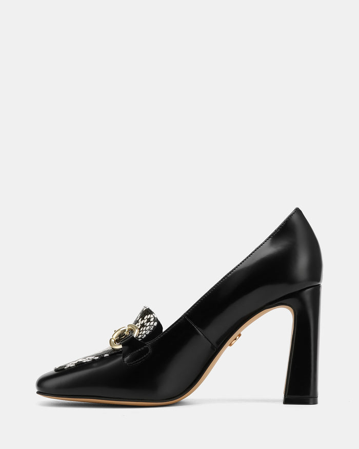 Pence Black Snake Print Leather Pump