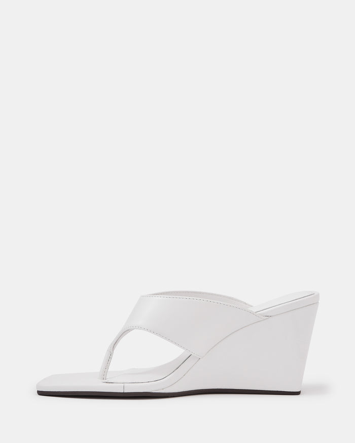 Perri White Leather Wedge Thong