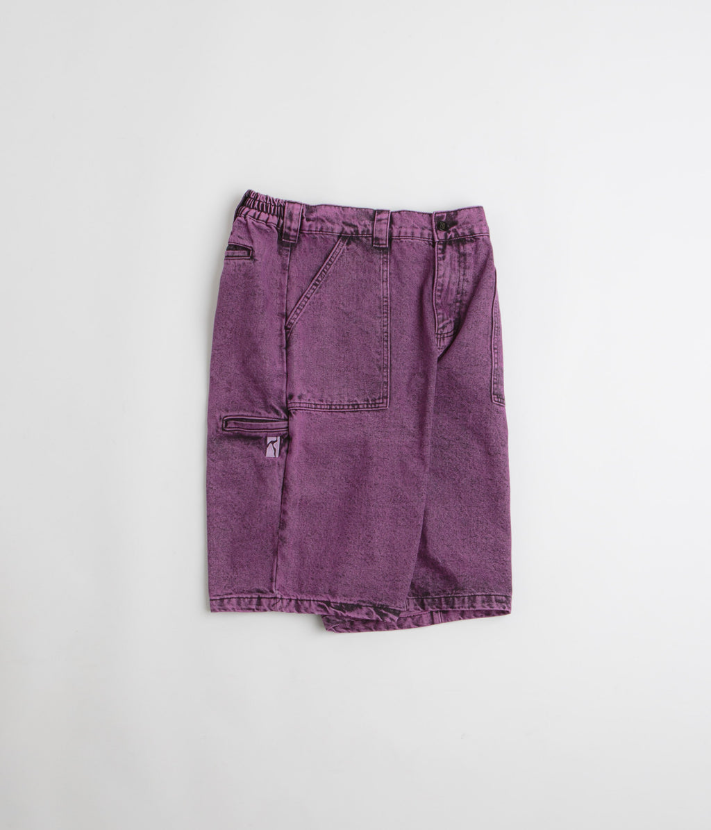 Poetic Collective x flatspot Painter Shorts - Purple Acid Wash Denim