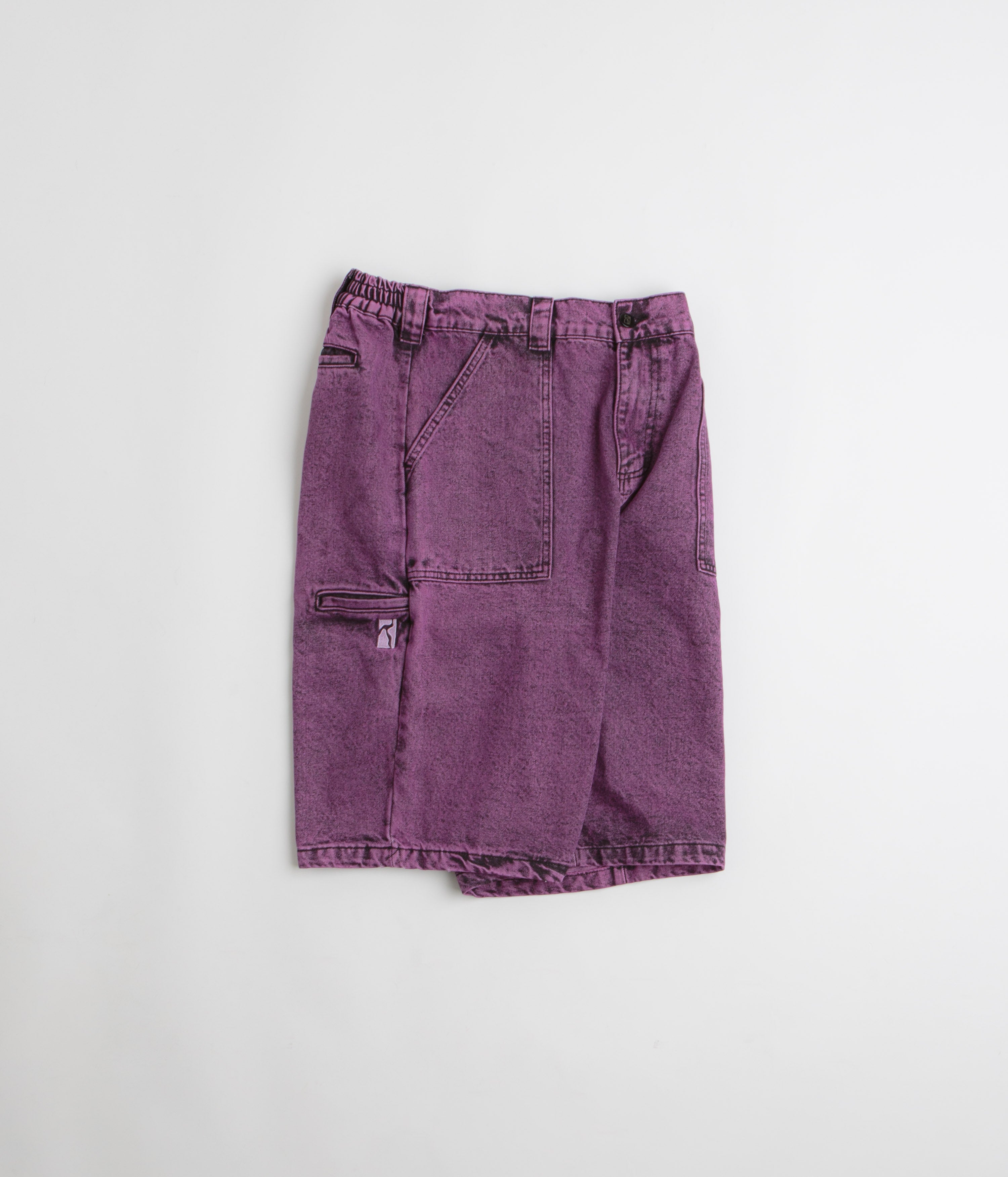 Poetic Collective x flatspot Painter Shorts - Purple Acid Wash Denim