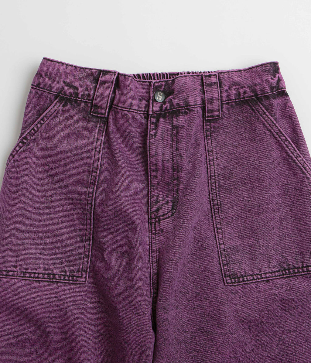Poetic Collective x flatspot Painter Shorts - Purple Acid Wash Denim