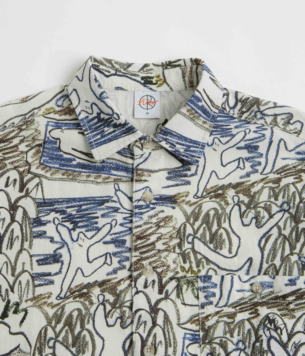 Polar Beach Day Tom Short Sleeve Shirt - Off White