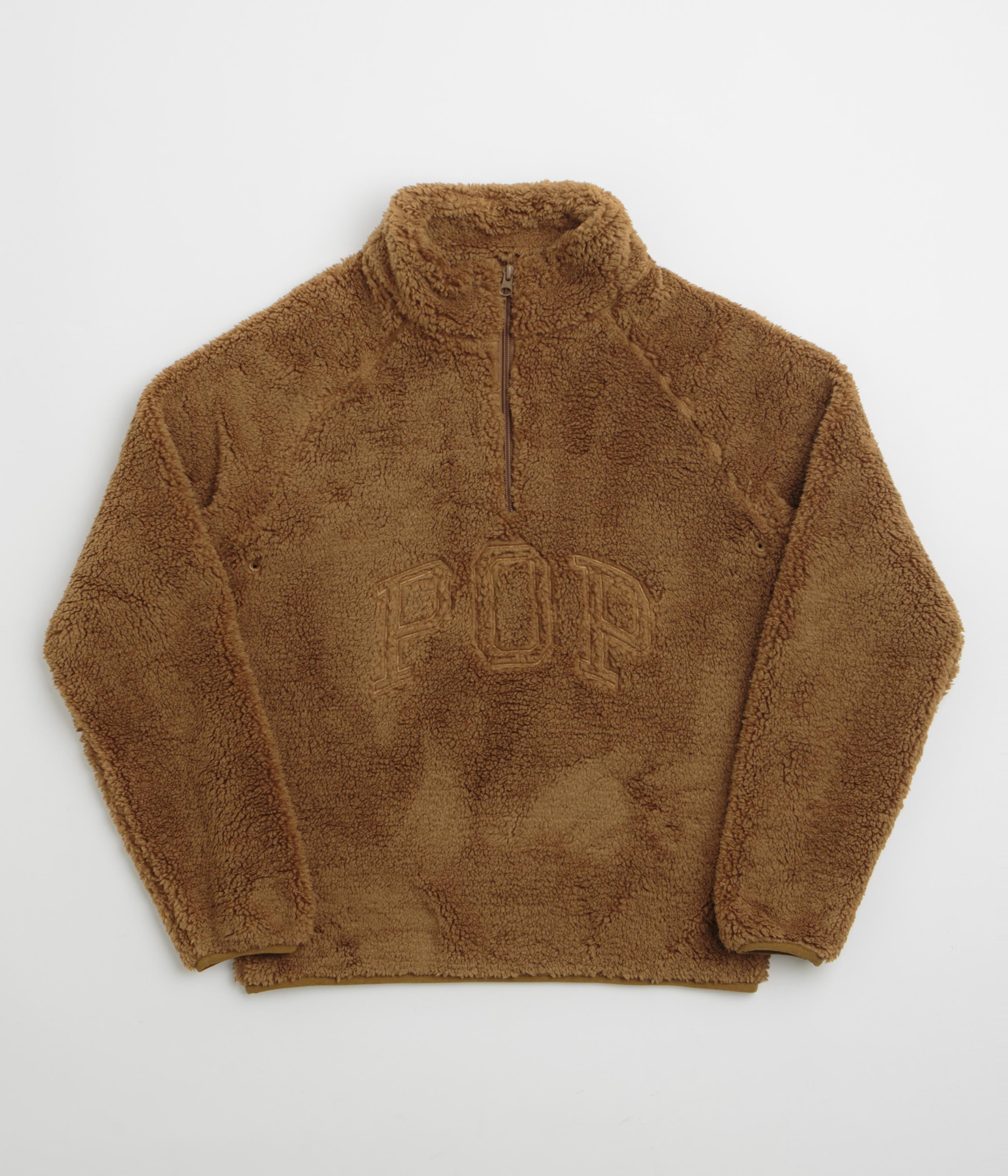 Pop Trading Company Polar 1/2 Zip Fleece Sweatshirt - Bison