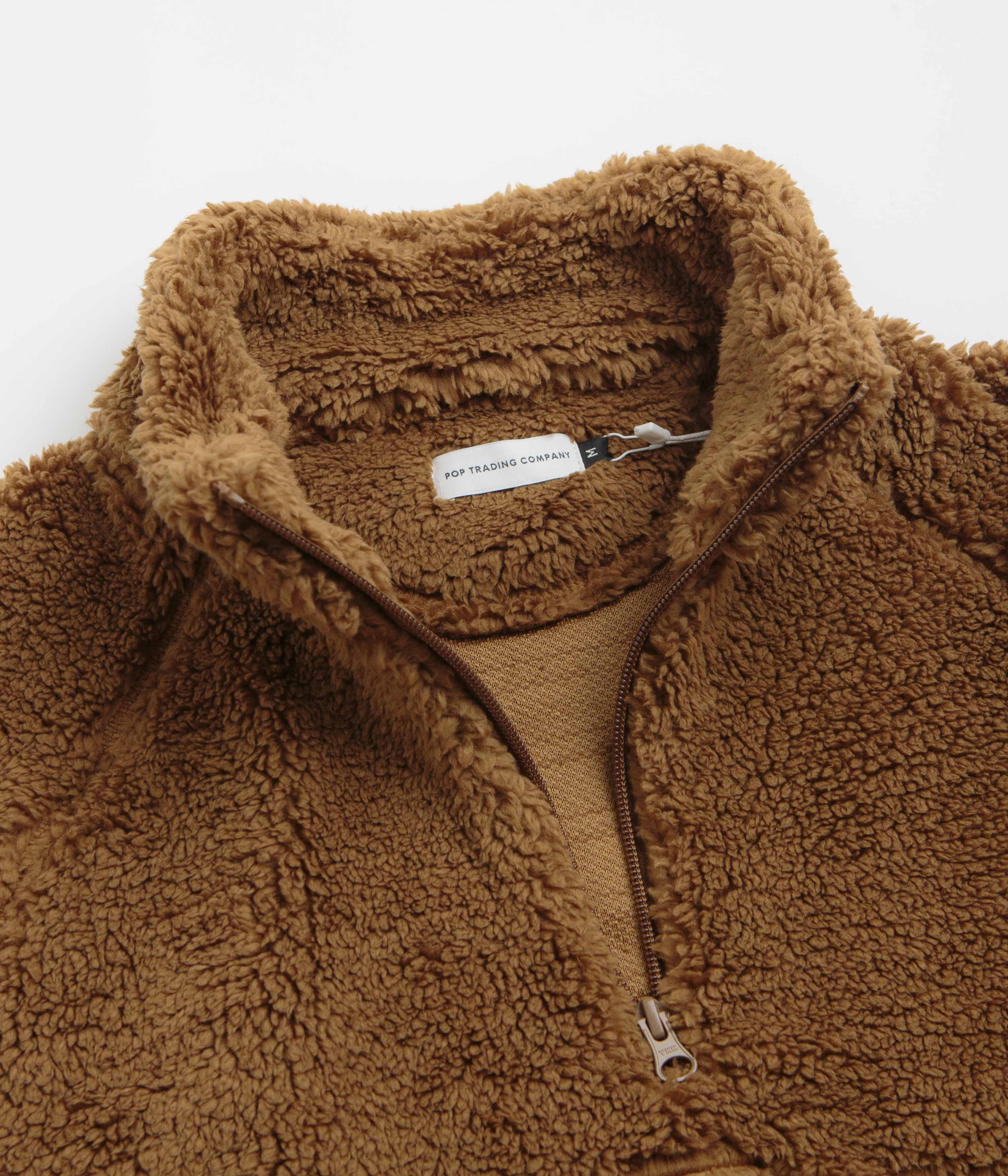 Pop Trading Company Polar 1/2 Zip Fleece Sweatshirt - Bison