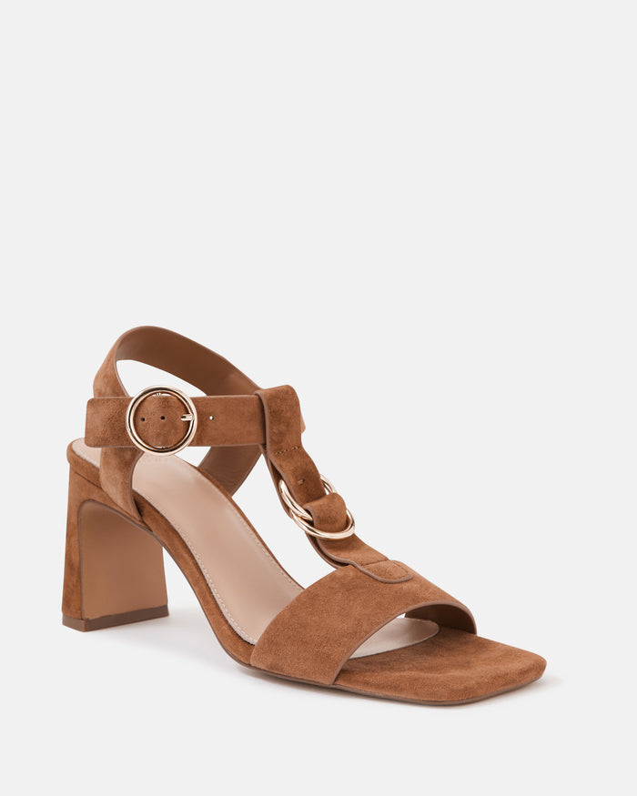 Posy Burnt Almond Suede Leather Slim Heel