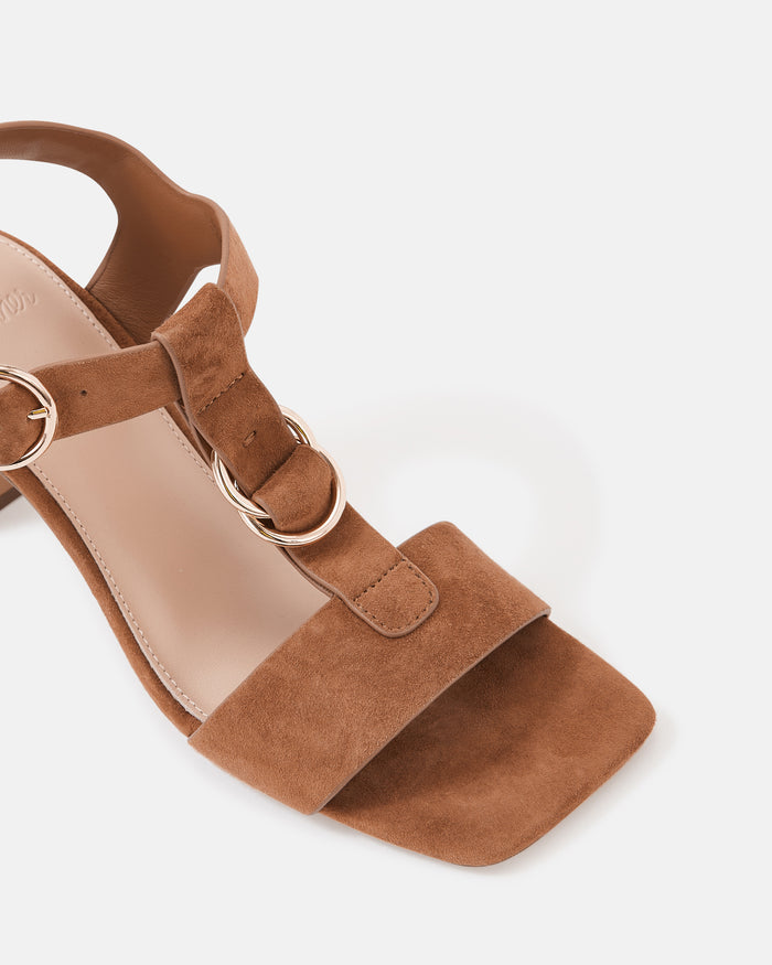 Posy Burnt Almond Suede Leather Slim Heel