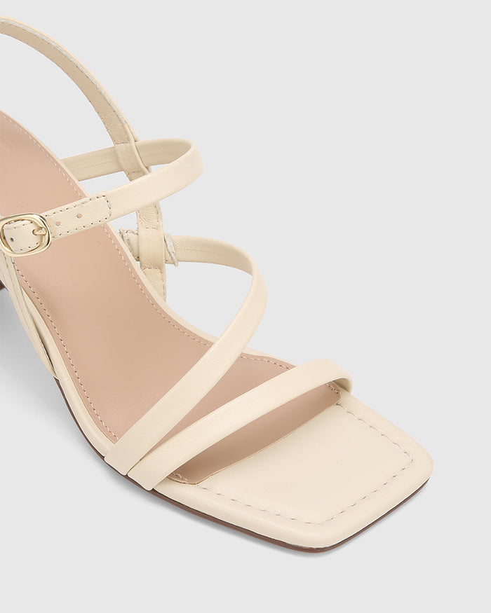Primo Vintage Ivory Leather Strappy Heel