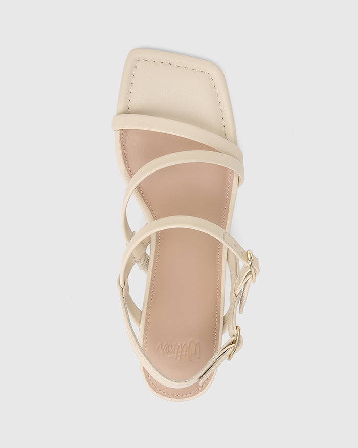 Primo Vintage Ivory Leather Strappy Heel