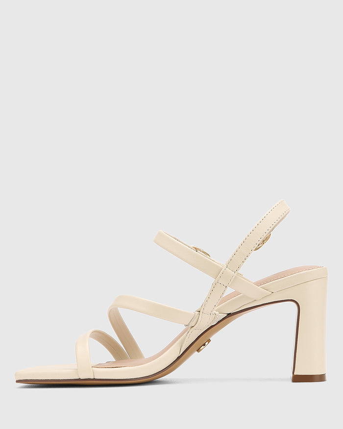 Primo Vintage Ivory Leather Strappy Heel