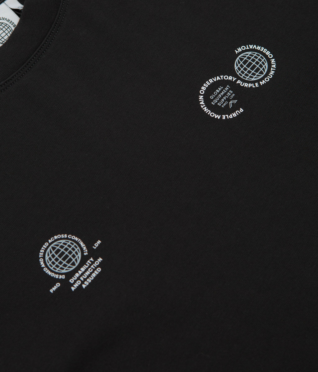 Purple Mountain Observatory Globe T-Shirt - Black / White