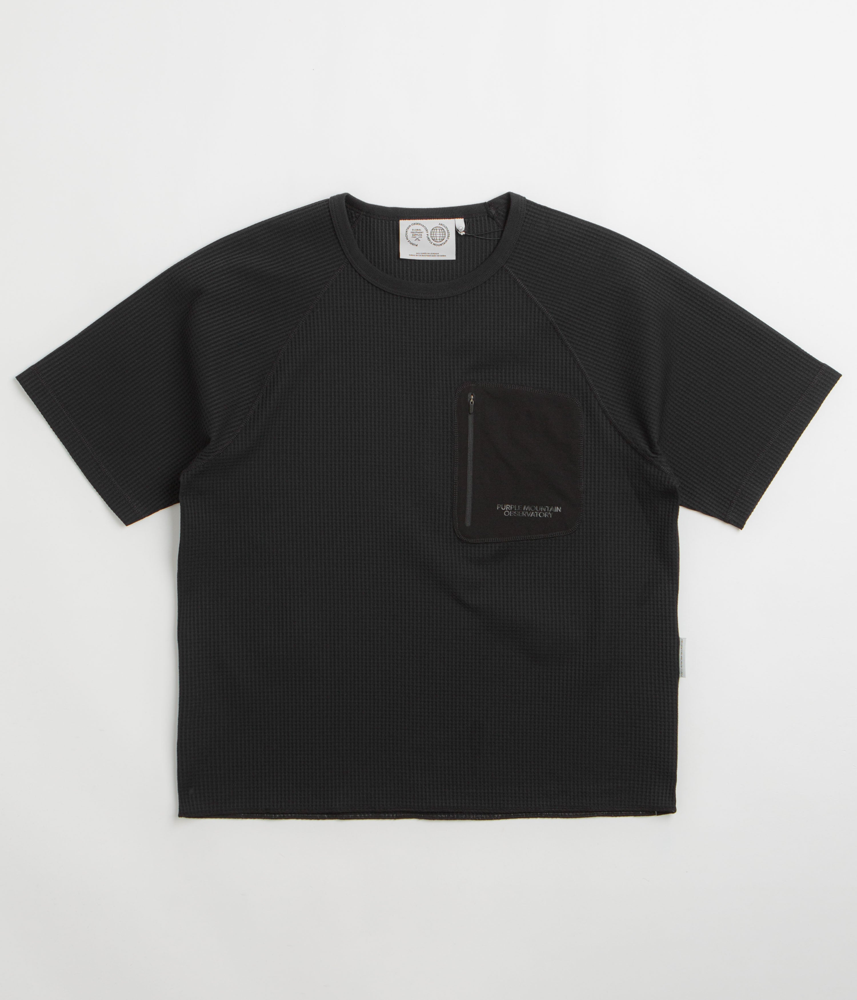 Purple Mountain Observatory Waffle Crew T-Shirt - Black