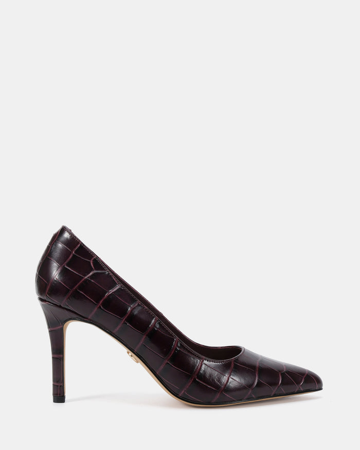 Ravyn Raisin Croc Embossed Leather Pump