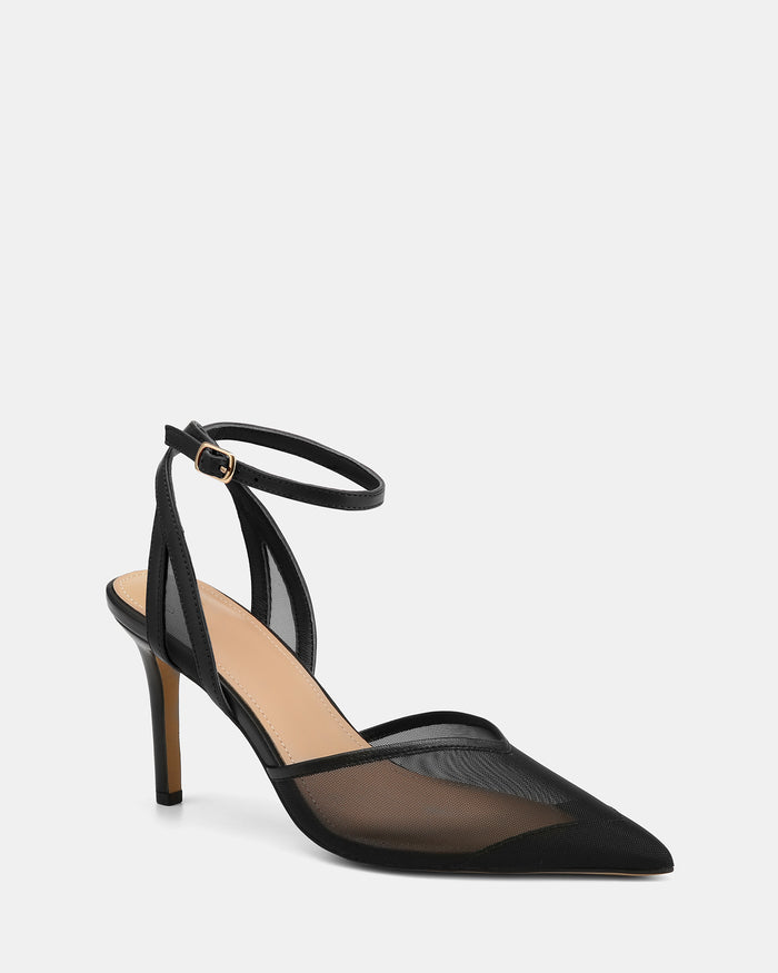 Raylee Black Mesh Textile High Heels
