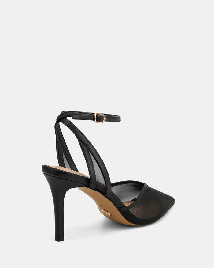 Raylee Black Mesh Textile High Heels